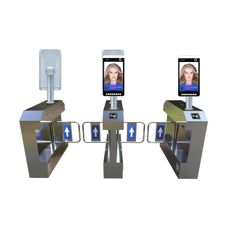 Face Recognition Temperature Detection Turnstile RFID Reader Swing Barrier Gate Face Recognition