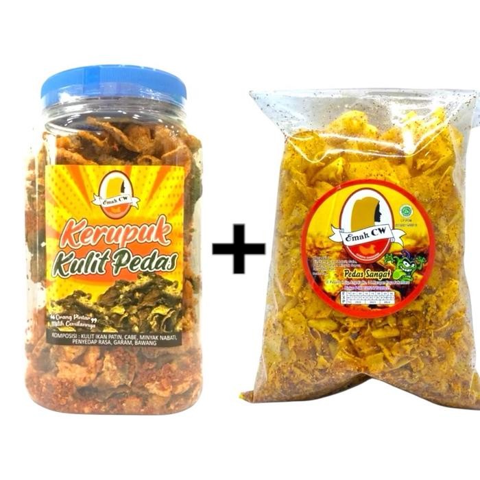 

Emak Cw - 2 Pcs Keripik Nage 46 ( kulit Ikan Patin Pedas Garang, Keripik Singkong Pedas Sangat 500G