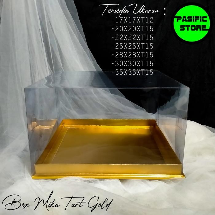 BOX KUE TART MIKA GOLD UKURAN 30X30X15