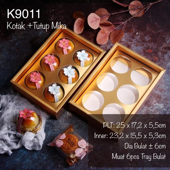 Box Mooncake Bulat Isi 6 Kotak Kue Pudding Dus Mika Bulat Sekat 6
