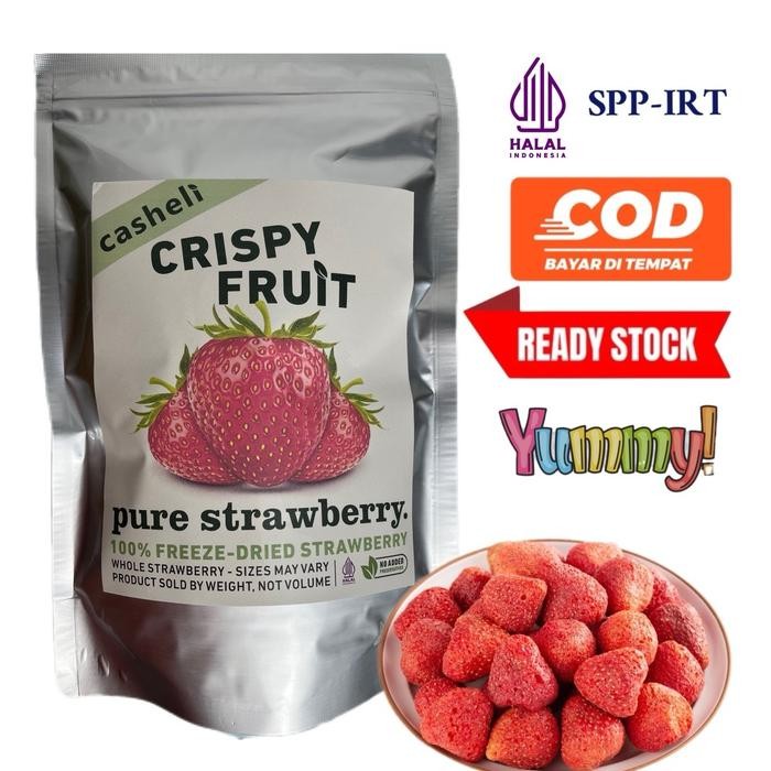 

casheli Crispy Freeze-Dried Strawberry Kering Buah Asli Grade A 250g freeze dried Camilan Makanan