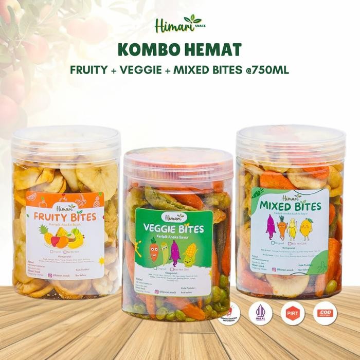 

Paket Hemat Keripik Buah Sayur Mix Isi 3 Toples Cemilan Crispy Produk Lokal