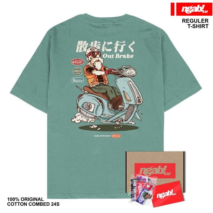 (Allthebest) (Gratis Stiker ) Ngab Kaos Baju Distro Out Brake Green Dusty NB068 Unisex Pria Wanita