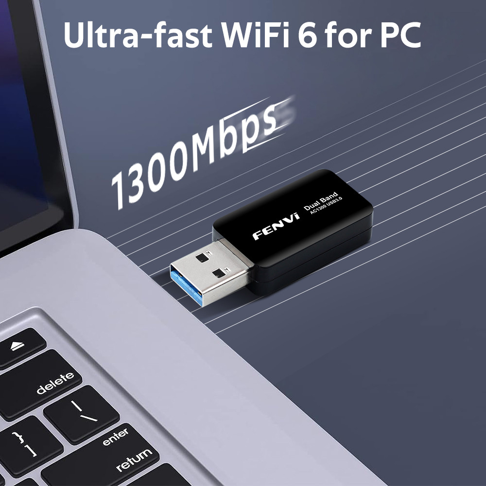 WiFi 6 1300M USB WiFi Adapter Dual Band WiFi Dongle 5GHz/2.4GHz USB3.0 Wireless USB WiFi PC Laptop D