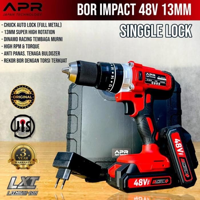 (Allthebest) promo BOR CORDLESS APR japan A 48V 13MM chuck besi impact drill red