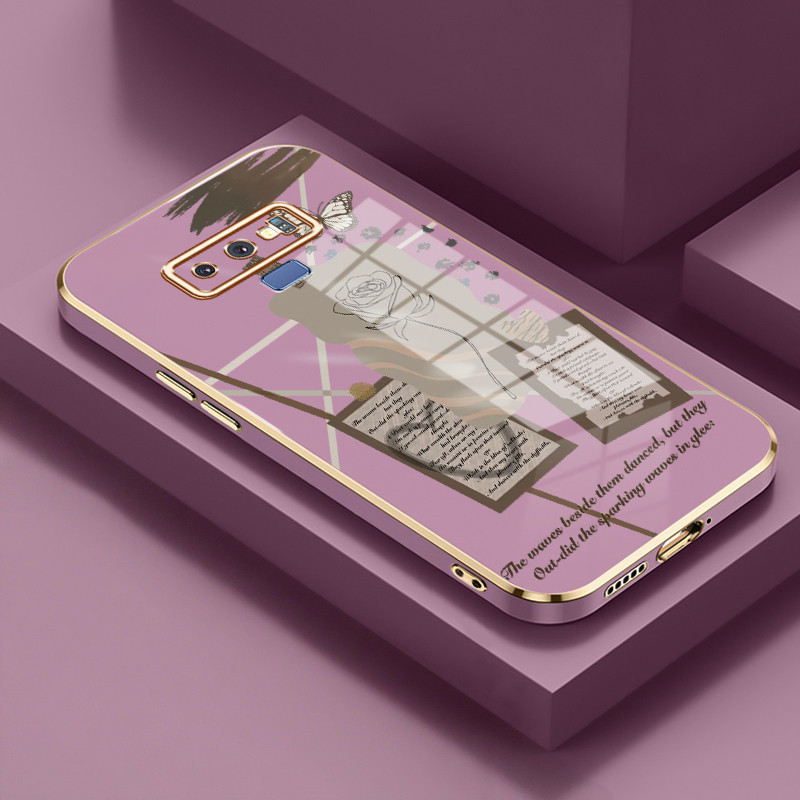 Casing Untuk Samsung Galaxy Note 9 Note 8 Case Casing Foto Seni Kupu-kupu Mawar silikon tahan HP Sof