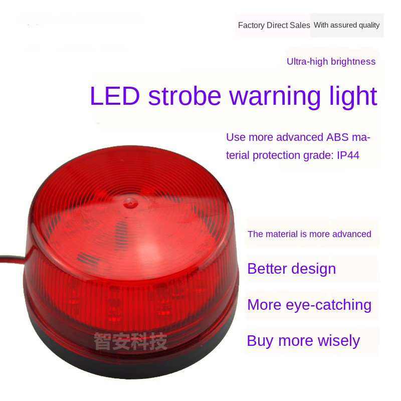 Red Strobe Siren Indoor Outdoor Wired Alarm Flash Light DC 12V 24V AC 220V with Sound and Silent