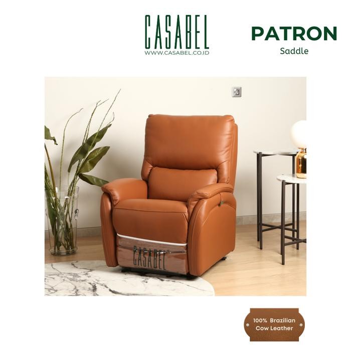 Kursi Santai Elektrik Kulit Asli Recliner Casanoble Patron - Saddle