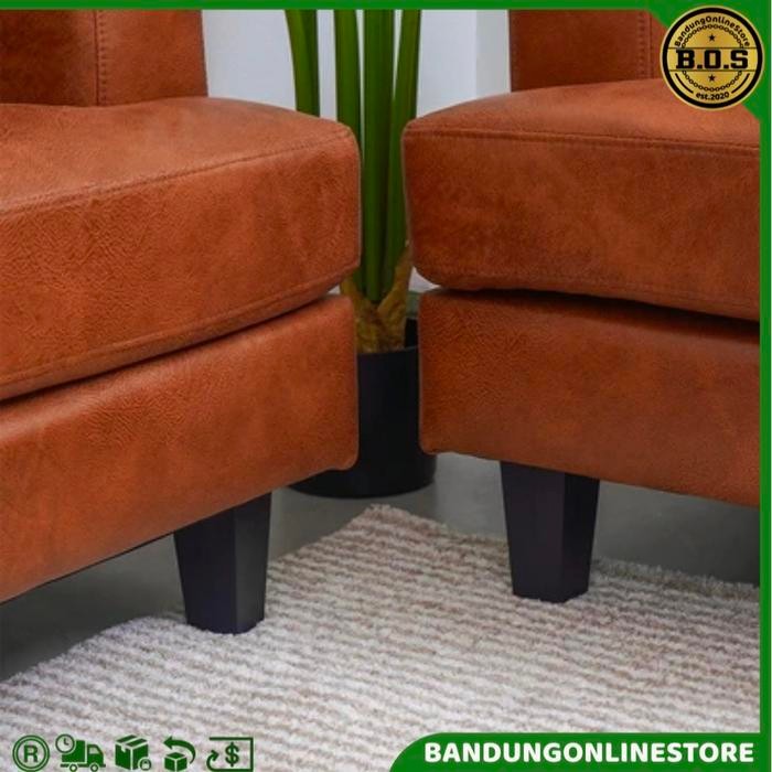 Set Sofa Fabric 1 Dan 3 Seater Dudukan Cokelat Informa Leon Sofa Ruang Tamu Keluarga Brown
