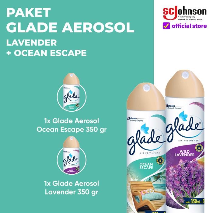 Paket Glade Aerosol - Glade Aerosol Lavender + Ocean Escape 350Gr Gratisongkir