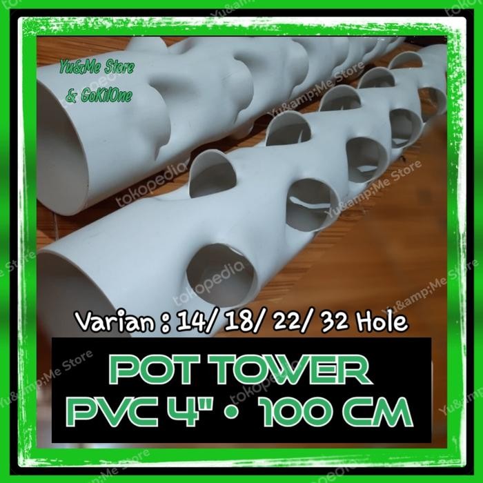 Terbaru Rusun Hidroponik 4" Vertikal Pot Taman Tower Paralon 40 Lubang