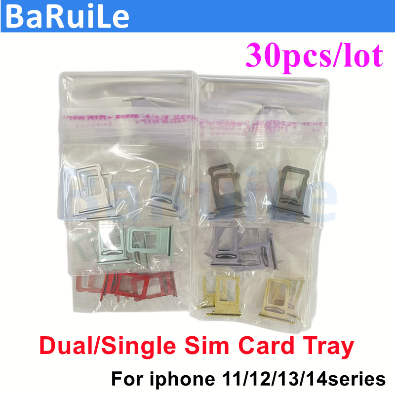 BaRuiLe 30pcs SIM Card Tray for iphone 11 Pro Max 12 Mini 13 Pro Max 14 Pro Single / Dual SIM Card H