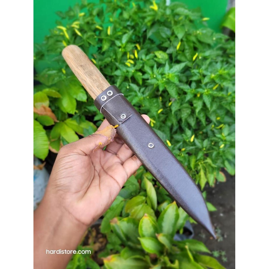 Pisau Dapur Serbaguna 16 cm Bahan Eks Gergaji m42 Tajam + Sarung Kalb