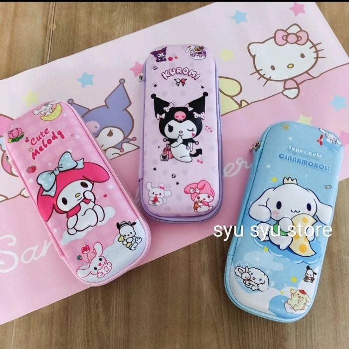 

Pouch Tempat Pensil Timbul Kuromi Cinnamoroll My Melody Ssy
