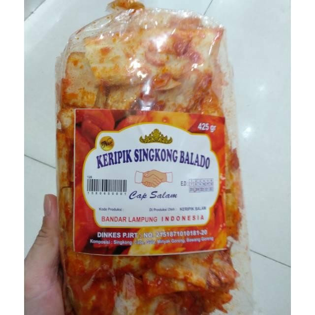 

Sedia Keripik Singkong Balado Cap SALAM Asli Lampung Kemasan 425g kripik singkos pedes
