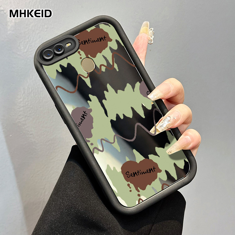 MHKEID Casing Hp untuk OPPO A7 OPPO A5s OPPO A12 OPPO A12S A11k Case Casing Gelombang dan cinta pola