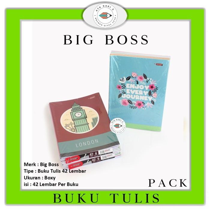 

GOSEND! Buku Tulis Merk BIG BOSS 42 Lembar - 42 lbr - (1 pak = 6 buku)