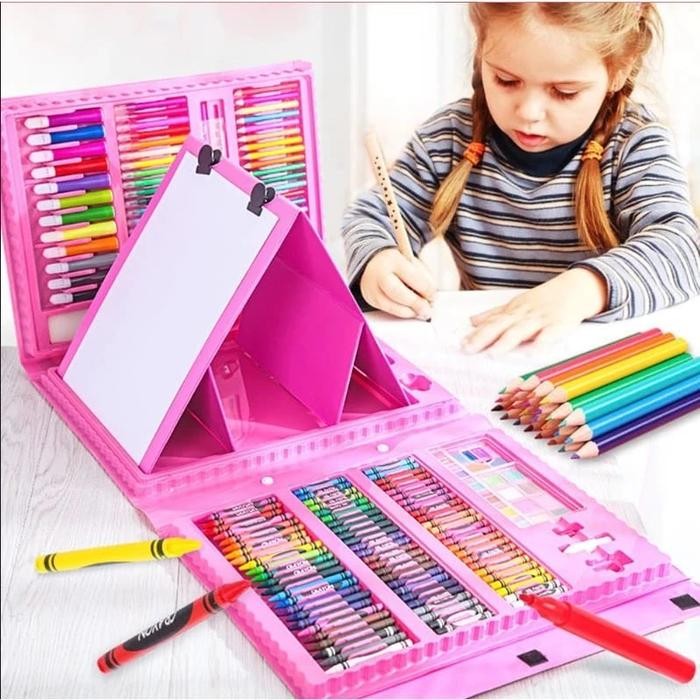 

172 Pcs Crayon Set For Kids Paket Alat Lukis Anak Cat Air Pensil Warna