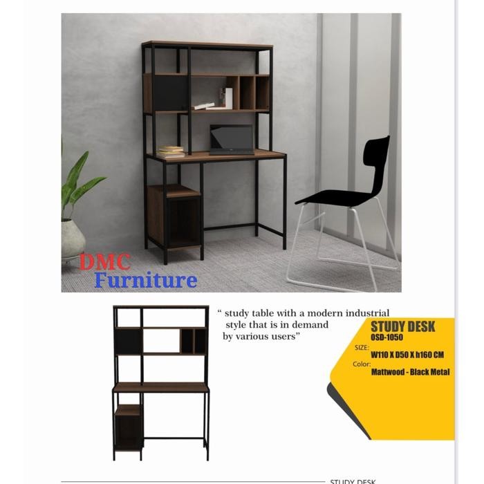 Meja Belajar Meja Tulis Meja Kerja Kaki Besi Rak Buku Rangka Besi