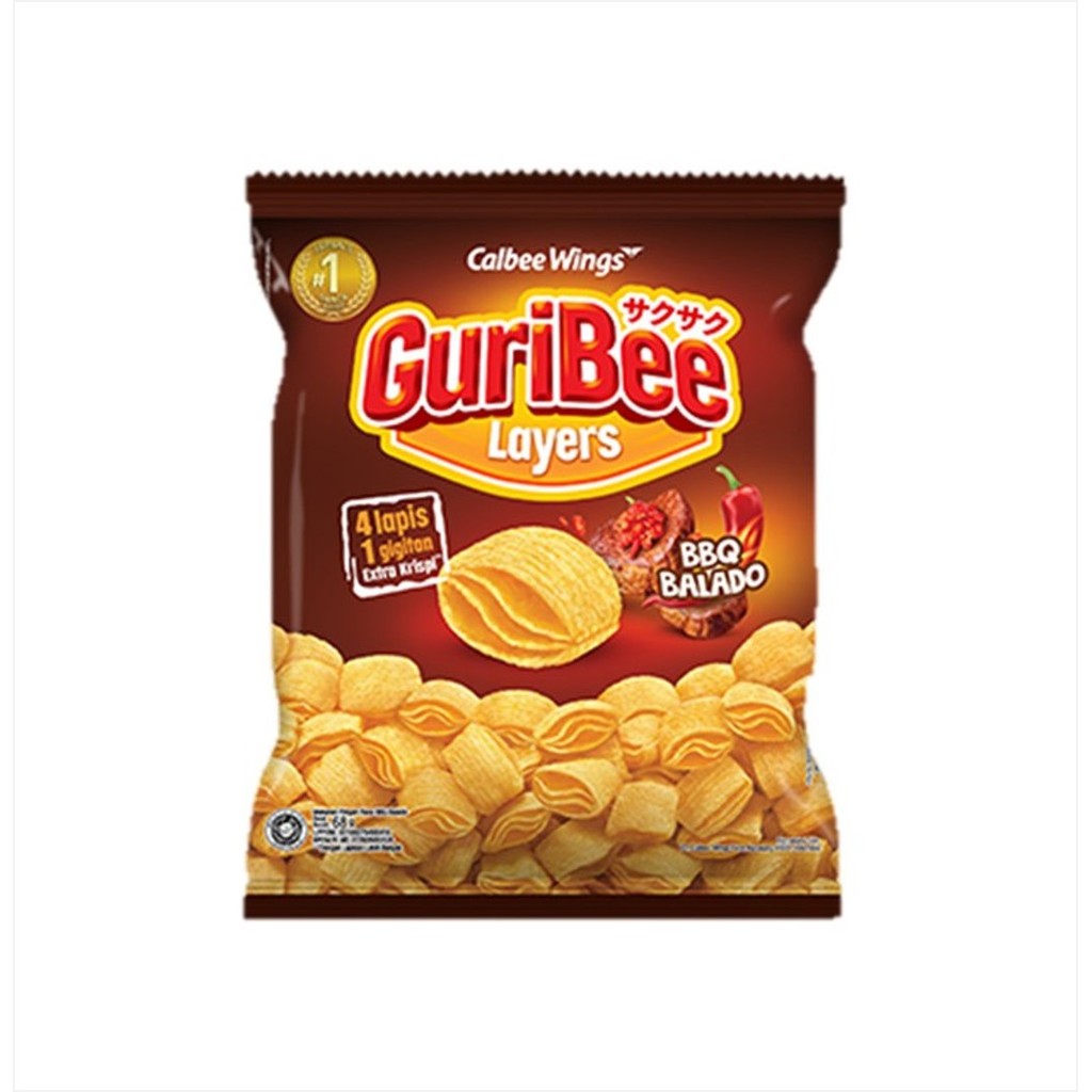 

Guribee Snack Layers BBQ Balado 65 - 68 gram