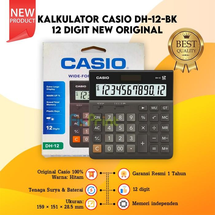 

Casio DH 12 White BK 12 Digit Kalkulator Dekstop New Original