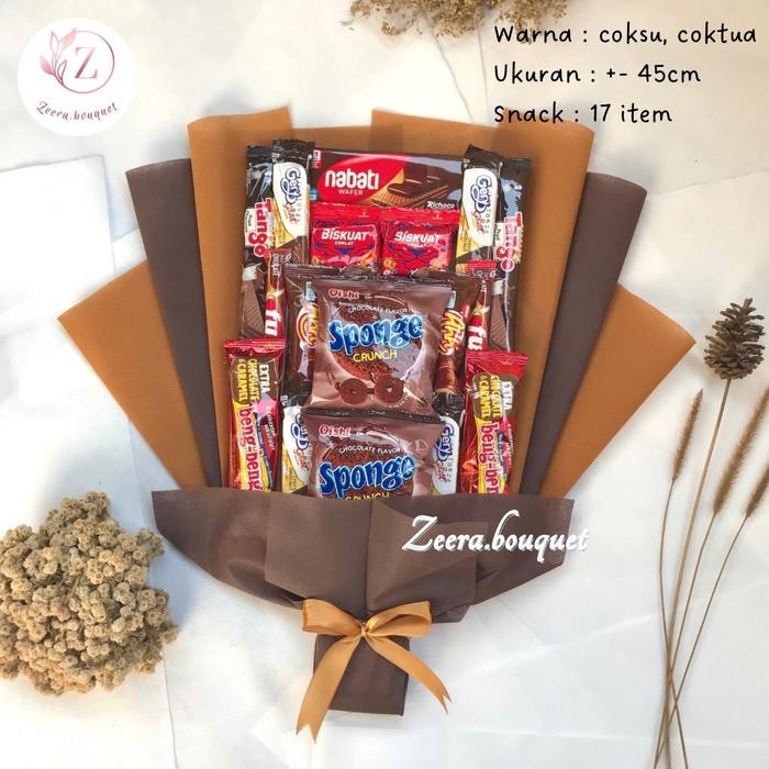 

(B5) Buket snack rasa coklat berwarna coklat untuk Ulang tahun