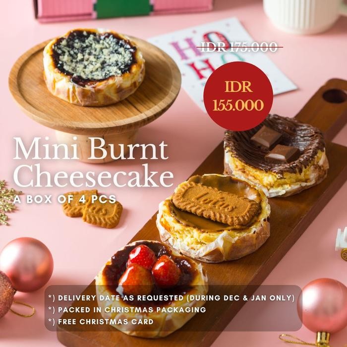 

CHRISTMAS HAMPERS NATAL - Mini Burnt Cheesecake Lotus Nutella Topping