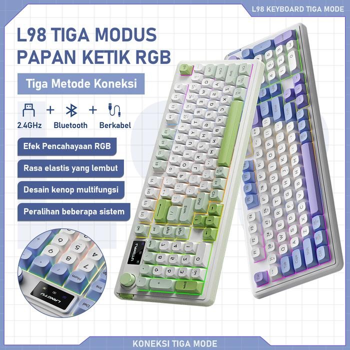 (Expert) Keyboard bluetooth L98 untuk Windows/Mac/tablet RGB Gaming Keyboard