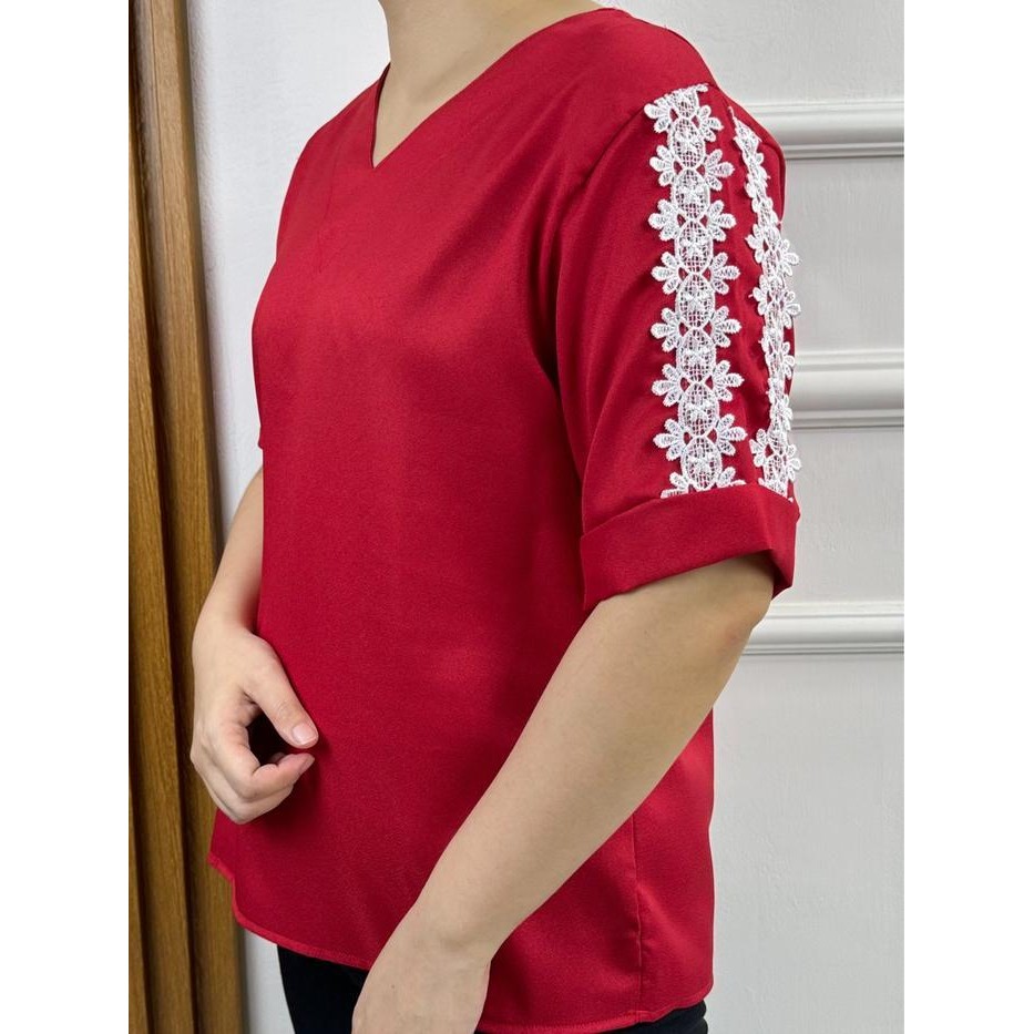 (Expert) LVL - Atasan Blouse Wanita Jumbo Veira Renda New Blus Cewek Model Baru Baju Kombinasi