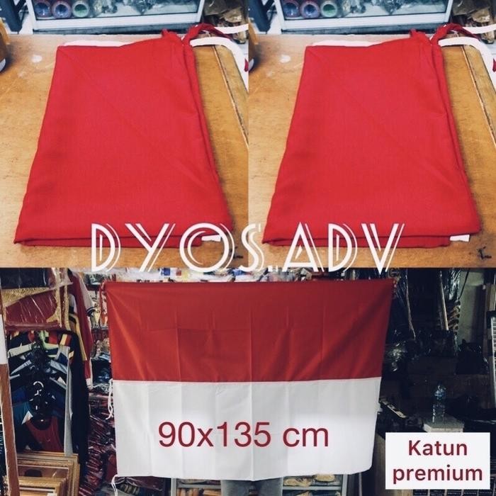 Bendera merah putih katun 90x135 Tali