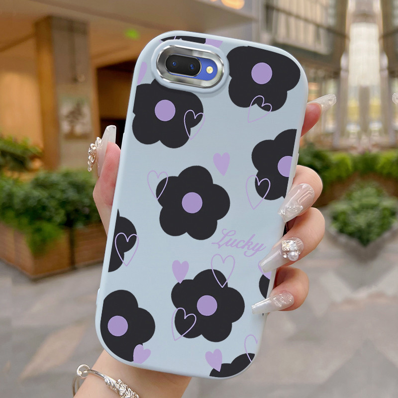Casing Hp Untuk OPPO A5 A3s A12E Realme C1 Case Casing Bunga Hitam Kesing HP Kasing Silikon Softcase