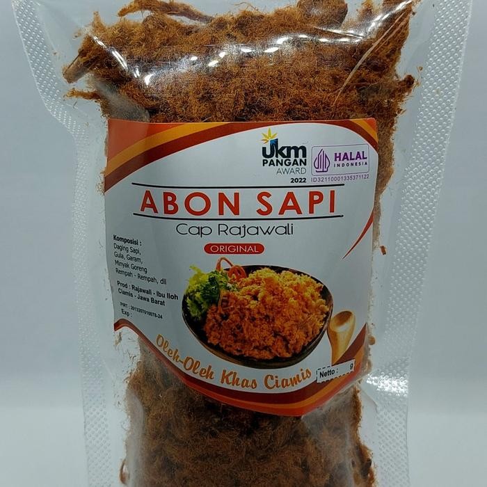 

Abon Sapi Asli Rajawali Ciamis 250gr - Asli - Halal - Recommended - Terlaris