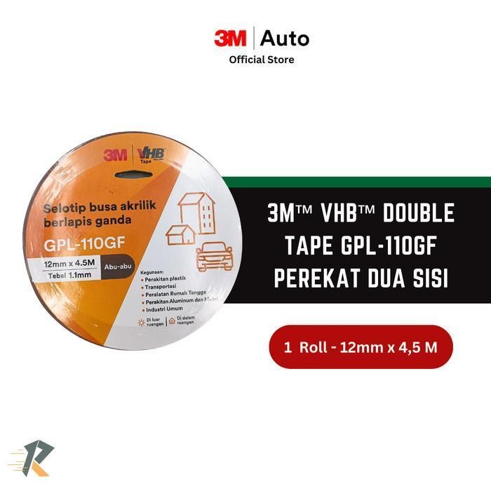 

AT Double Tape 3M VHB Merah 12mm x 4.5 M - Isolasi Bolak Balik Asli Made in USA