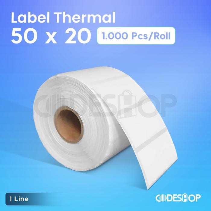 

AT Label Barcode 50 x 20 / 50x20 mm / 50x20mm Direct Thermal isi 1000 Pcs Stiker Gap 2mm