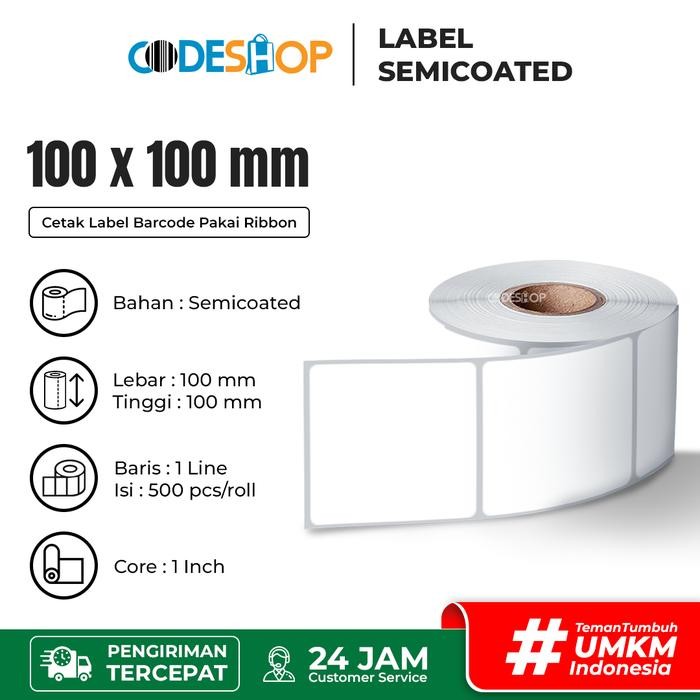 

AT Label Stiker Semicoated Printer Barcode 100 x 100 mm 1 Line 500 pcs
