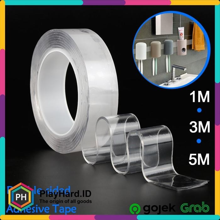 

AT Double Tape Perekat Transparent No Trace Washable Sticker (3 x 0.1 cm)