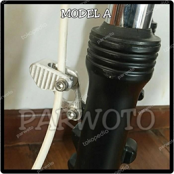 (Expert) Klem Breket Selang Rem Shock Depan Clamp Brake Hose Ninja Original CNC