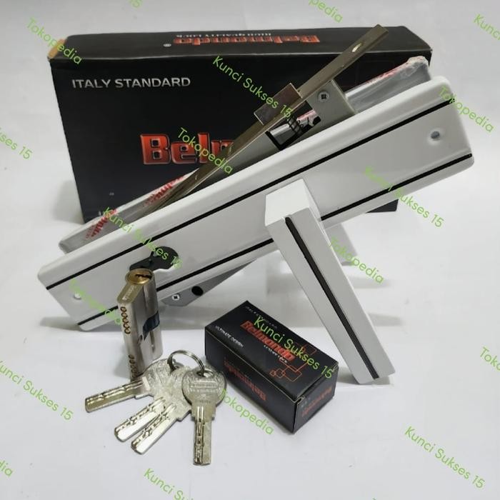 Kunci Pintu Besar BELMONDO PUTIH Komplit - Handle Pintu Minimalis 25Cm