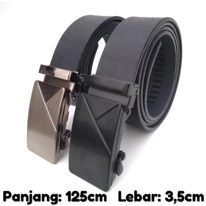 GESPER REL HITAM SABUK IKAT PINGGANG PRIA KARET MOTIF KULIT 41Q