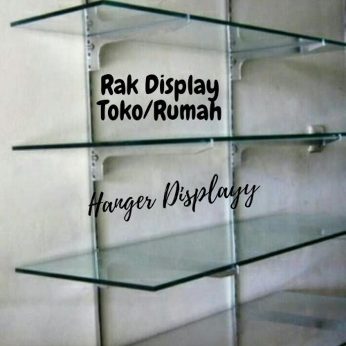 Rak Kaca / Papan Buat Di Dinding 4 Susun/ 4 Tingkat Rak Display Toko