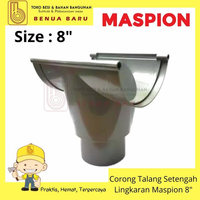 Corong Talang Setengah Lingkaran 8" Maspion / Corong Talang Air PVC 8"