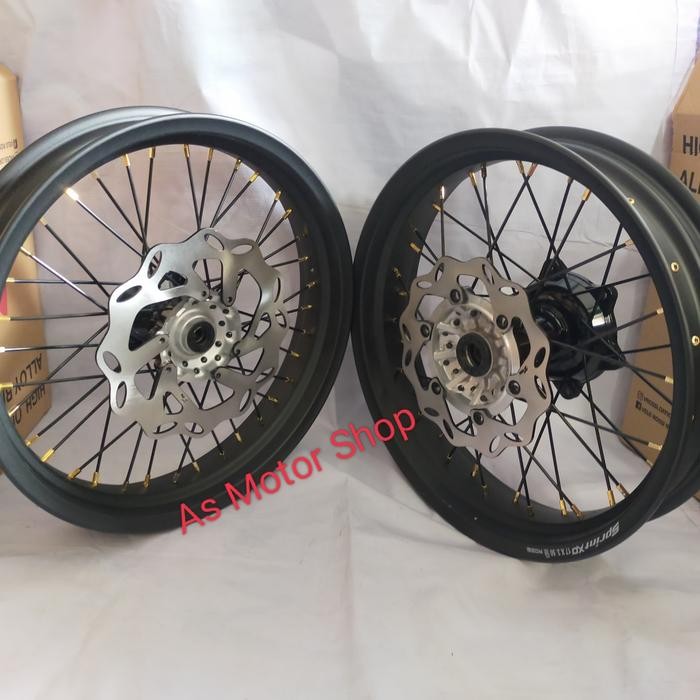 VELG SUPER MOTO YAMAHA WR155 VELG TAPAK LEBAR RING 17 TROMOL SET