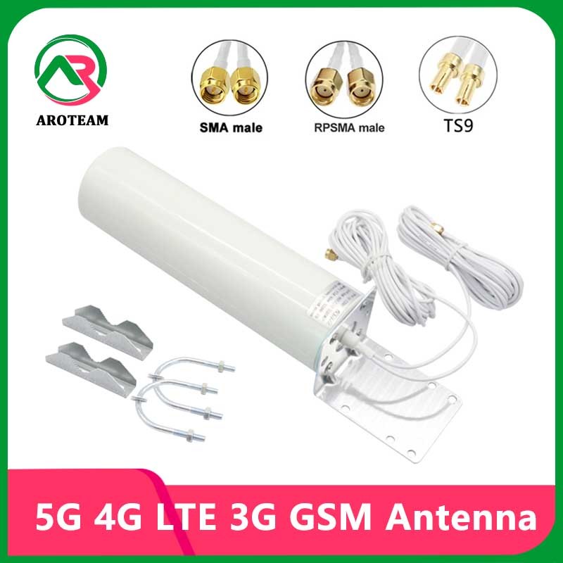 2*2 Dual Cable Ts9 Crc9 Rp Sma 5G 4G Lte 3G Gsm High Gain 28Dbi Antenna External Omni Waterproof