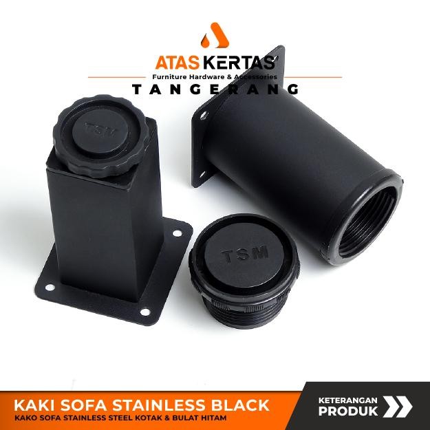 kaki sofa stainless hitam - kaki sofa sand black - adjustable kaki sofa