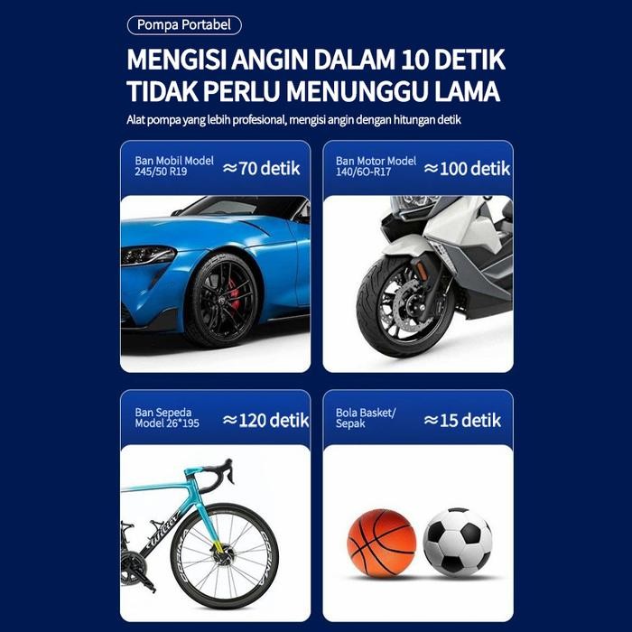 Pompa Angin Mobil Inflator Pompa Ban Mobil Elektrik Portabel