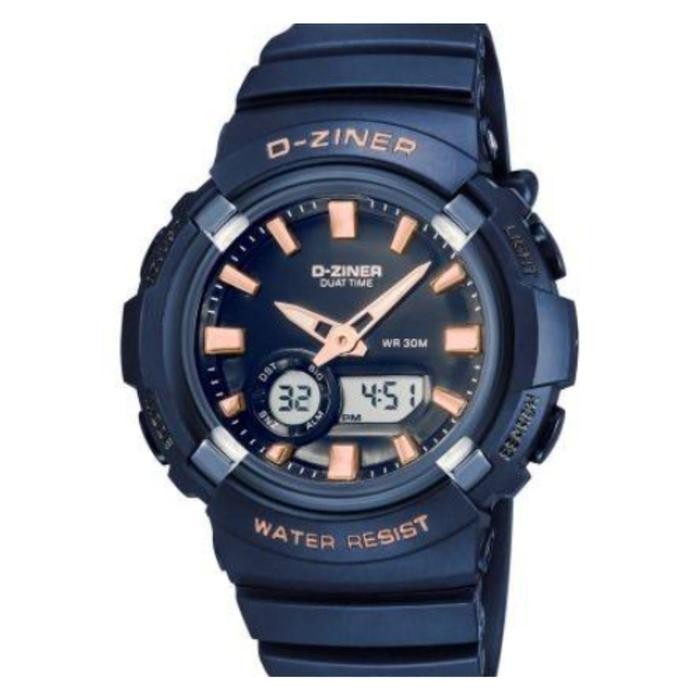 Dziner Jam Tangan Pria Dziner 8305 Rubber Double Time Water Resistant 3 Atm Watches