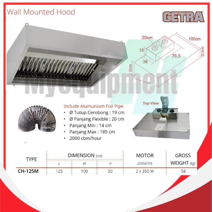 WALL MOUNTED HOOD GETRA CH-125M