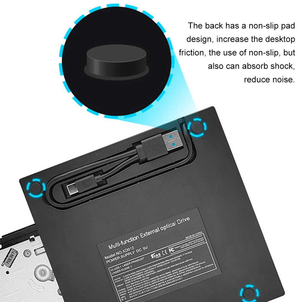 7 in 1 USB 3.0 Type C External CD DVD RW Optical Drive with SD/TF Port CD/DVD/BD -/+RW Player Burner