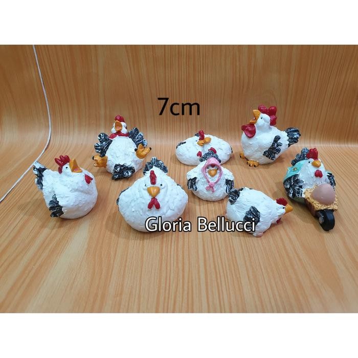 Patung Pajangan Ayam Lucu 8 Miniatur Chicken Family Pasti Diskon