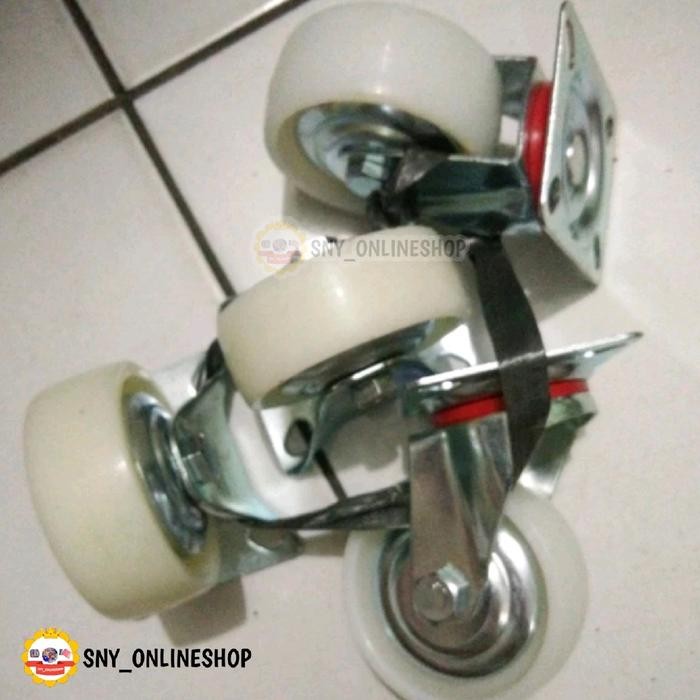 READY 4pcs Roda Troli / Trolley / Roda Lori Nylon 3" Inch Hidup/Mati